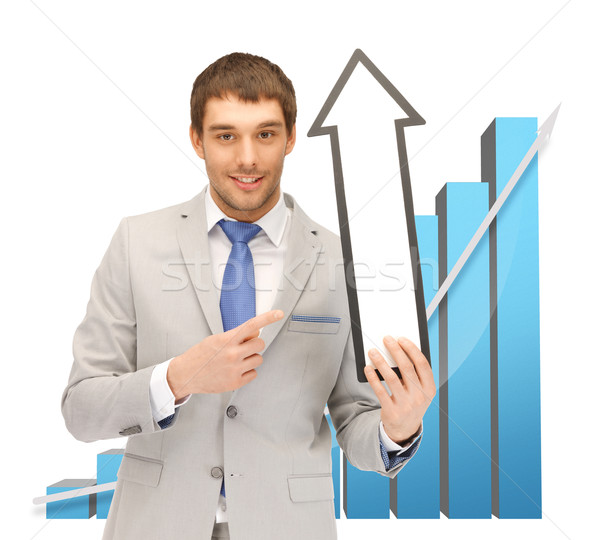 businessman with arrow and 3d chart Stock photo © dolgachov