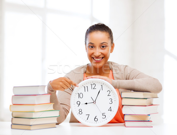 attractive woman with white clock Stock photo © dolgachov