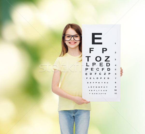 Stock fotó: Kislány · szemüveg · szem · diagram · előrelátás · egészség