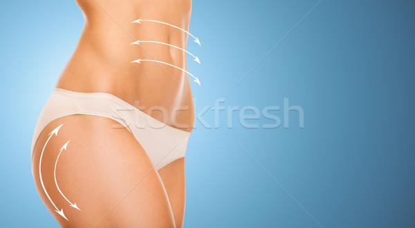 close up of slim woman tummy and hips in underwear Stock photo © dolgachov