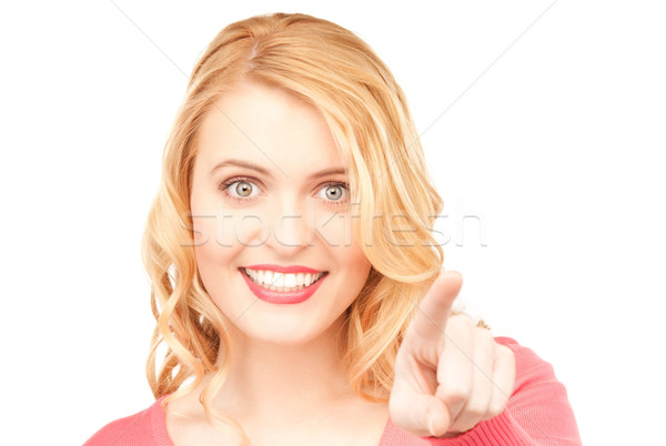 Mujer de negocios senalando dedo Foto atractivo negocios Foto stock © dolgachov