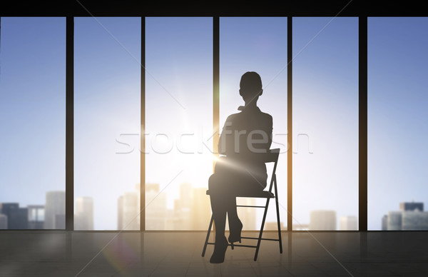 [[stock_photo]]: Silhouette · femme · d'affaires · séance · président · gens · d'affaires · femme