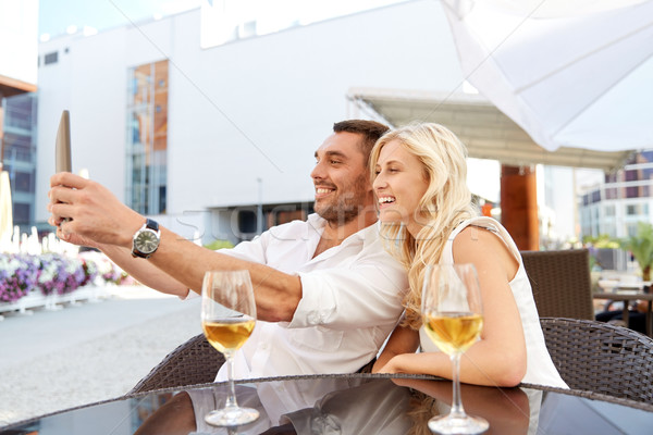 Stockfoto: Gelukkig · paar · cafe · liefde