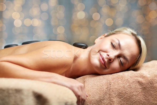 Közelkép nő forró kő masszázs fürdő Stock fotó © dolgachov