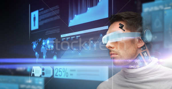 Stock photo: man with futuristic glasses and sensors