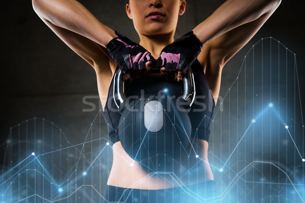 Donna kettlebell palestra fitness sport Foto d'archivio © dolgachov
