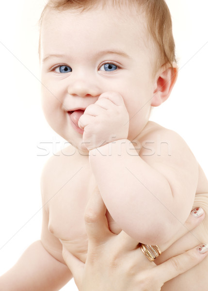 Stock photo: clean baby boy in mother hands