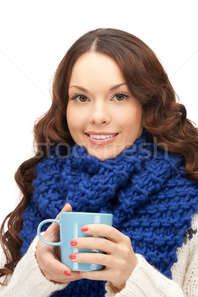 woman with blue mug Stock photo © dolgachov