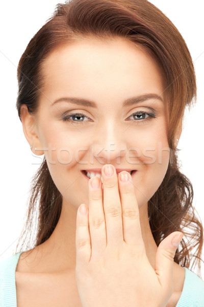 Riendo mujer brillante primer plano Foto hermosa Foto stock © dolgachov