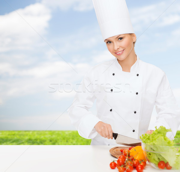 Foto d'archivio: Sorridere · femminile · chef · cottura · alimentare