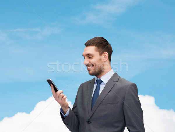 Stock foto: Jungen · lächelnd · Geschäftsmann · Smartphone · Business · Technologie
