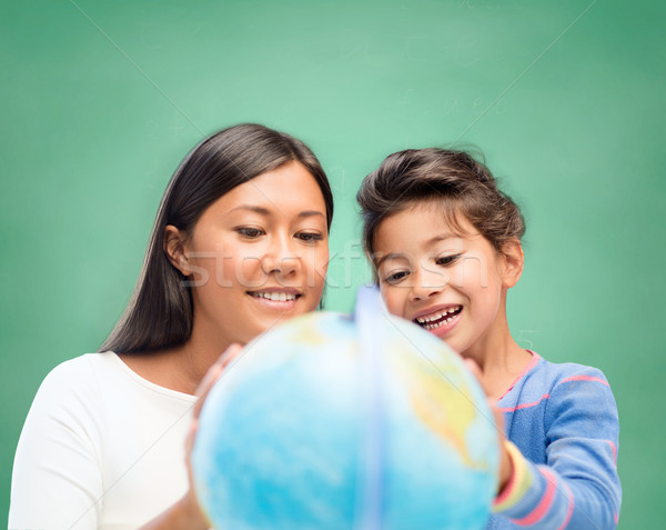 mother and daughter with globe Stock photo © dolgachov