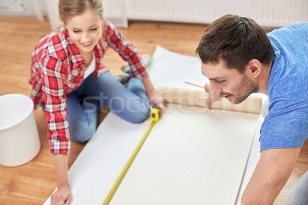 Stockfoto: Paar · behang · reparatie · gebouw