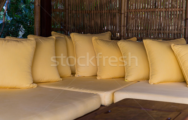 Canapé oreillers hôtel terrasse confort loisirs Photo stock © dolgachov