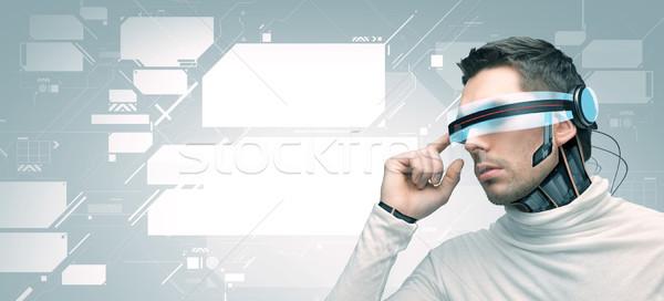 Homme futuriste lunettes 3d personnes technologie avenir Photo stock © dolgachov
