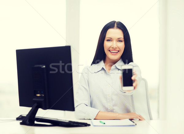 Lächelnd Geschäftsfrau Studenten Smartphone Bildung Schule Stock foto © dolgachov