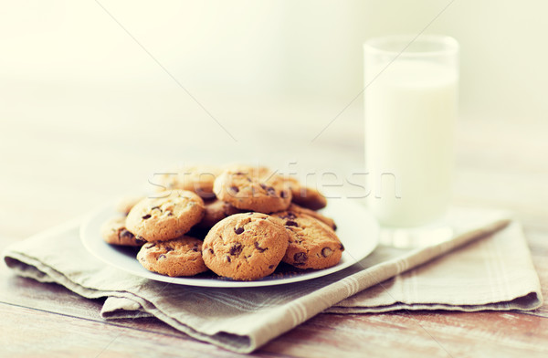 Stockfoto: Chocolade · cookies · melk · voedsel