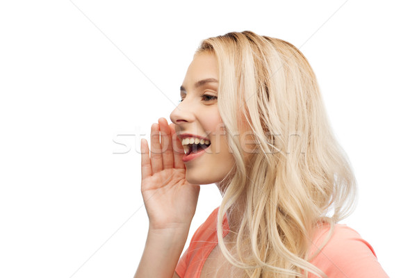 young woman or teenage girl talking to someone Stock photo © dolgachov