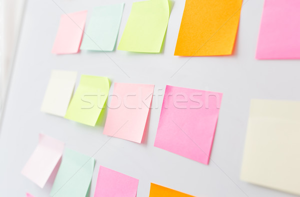 close up of blank paper stickers on white board Stock photo © dolgachov