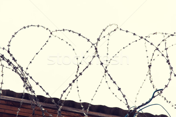 Foto d'archivio: Filo · recinzione · grigio · cielo · muro · sfondo
