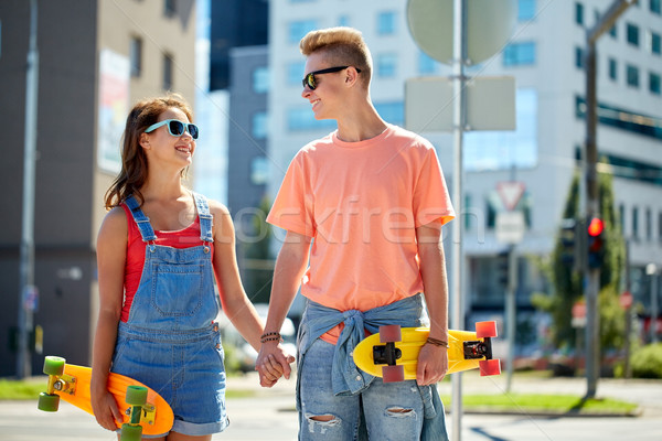 [[stock_photo]]: Adolescent · couple · rue · de · la · ville · été · vacances