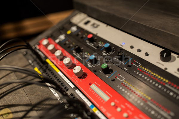 music mixing console at sound recording studio Stock photo © dolgachov