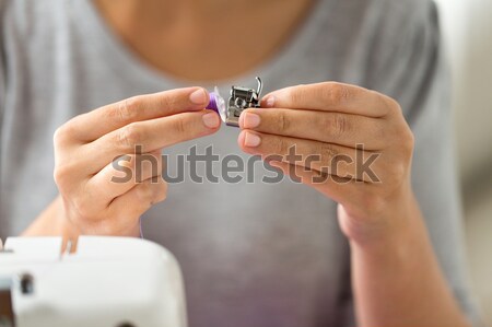 Schneider Frau Spule Nähmaschine Menschen Handarbeiten Stock foto © dolgachov