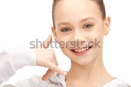 Adolescente écouter potins lumineuses photos fille Photo stock © dolgachov