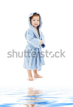 Stock foto: Baby · Junge · blau · robe · weiß · Wasser