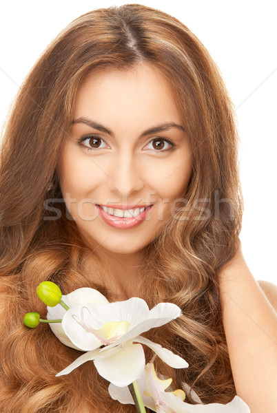 Bela mulher orquídea flor quadro mulher menina Foto stock © dolgachov