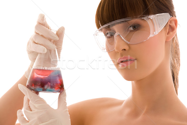 Labor munka közelkép gyönyörű munkás magasra tart Stock fotó © dolgachov