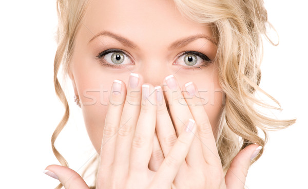 Meglepődött fényes kép női arc fehér nő Stock fotó © dolgachov