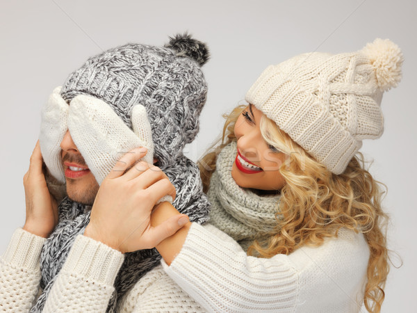 family couple in a winter clothes Stock photo © dolgachov