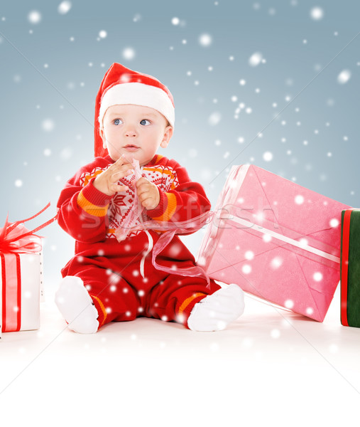 Stok fotoğraf: Yardımcı · bebek · Noel · hediyeler · resim