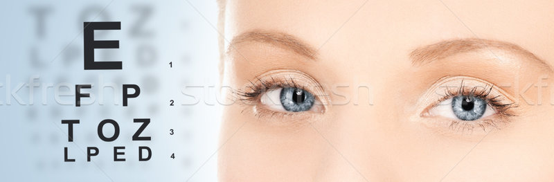 woman and eye chart Stock photo © dolgachov