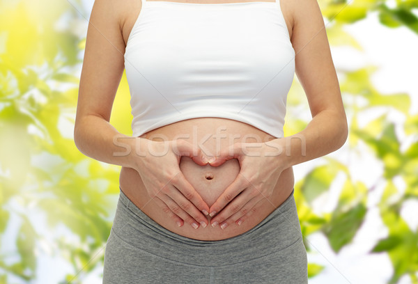 Foto stock: Mujer · embarazada · tocar · desnudo · embarazo