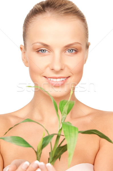 Stockfoto: Vrouw · spruit · foto · witte · gezondheid · groene