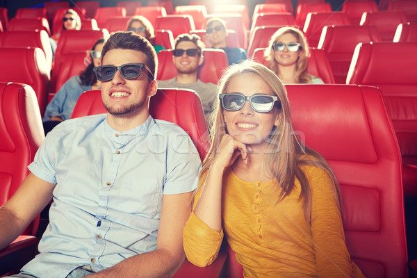 happy friends watching movie in 3d theater Stock photo © dolgachov