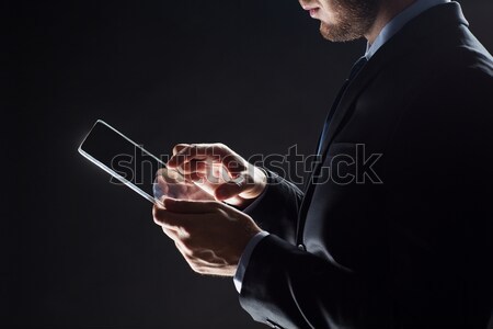 Hand wijzend vinger iets zakenlieden Stockfoto © dolgachov