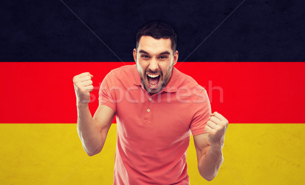 Boos man tonen vlag emotie agressie Stockfoto © dolgachov