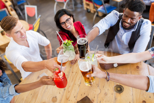 Stockfoto: Vrienden · bril · dranken · restaurant · partij · viering