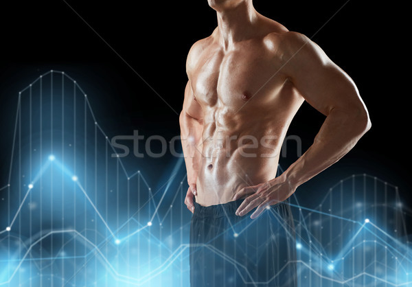 close up of man or bodybuilder with bare torso Stock photo © dolgachov