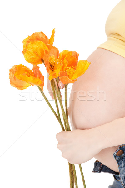 Kobieta w ciąży brzuch jasne zdjęcie piękna Zdjęcia stock © dolgachov