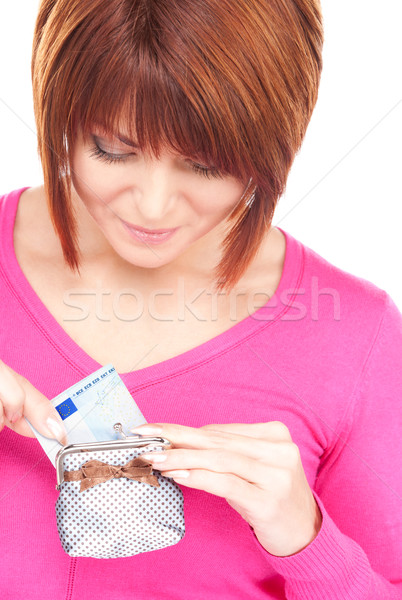 Frau Geldbörse Geld Bild Papier Gesicht Stock foto © dolgachov