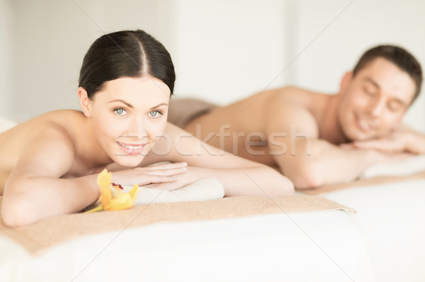 Pareja spa Foto salón masaje mujer Foto stock © dolgachov