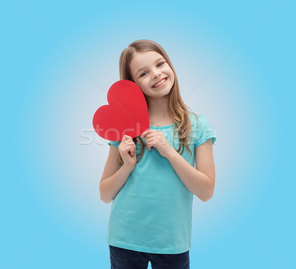 Lächelnd kleines Mädchen rot Herz Liebe Glück Stock foto © dolgachov