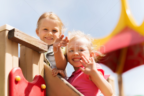 Szczęśliwy dziewcząt ręce dzieci boisko Zdjęcia stock © dolgachov