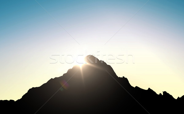 Silhouette montagna top cielo sole luce Foto d'archivio © dolgachov