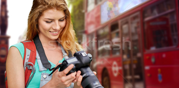 女性 リュックサック カメラ ロンドン 市 旅行 ストックフォト © dolgachov