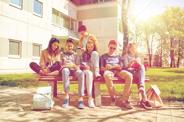 group of students with notebooks at school yard Stock photo © dolgachov